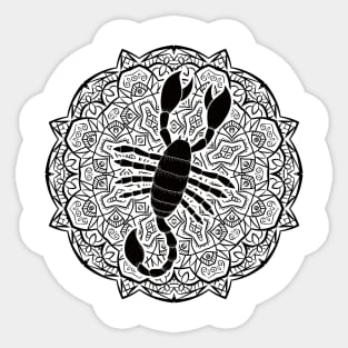 Scorpio Mandala Zodiac in Black and White Sticker